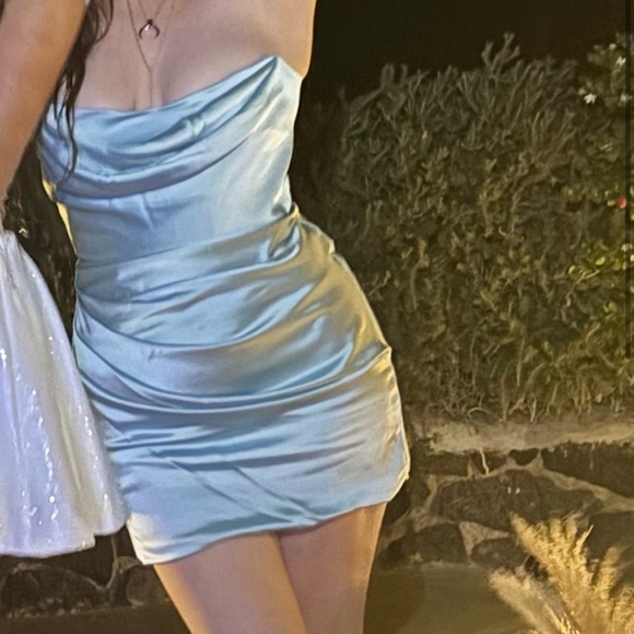 House of CB ‘Odelle’ Ocean Blue Strapless Mini Dress NWOT - Picture 9 of 10